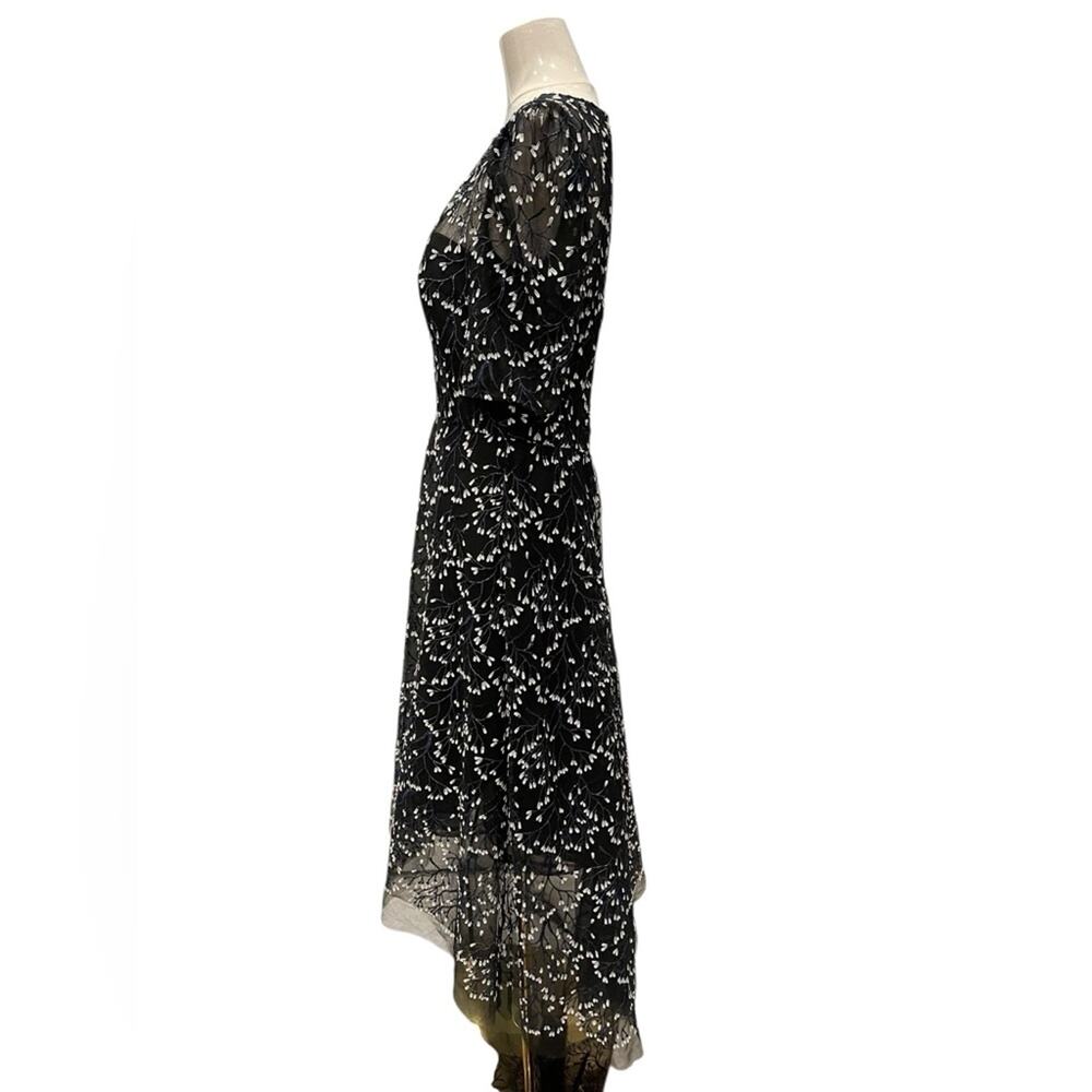 Teri Jon Black and White Floral Midi Dress Size:10 - Picture 3 of 11